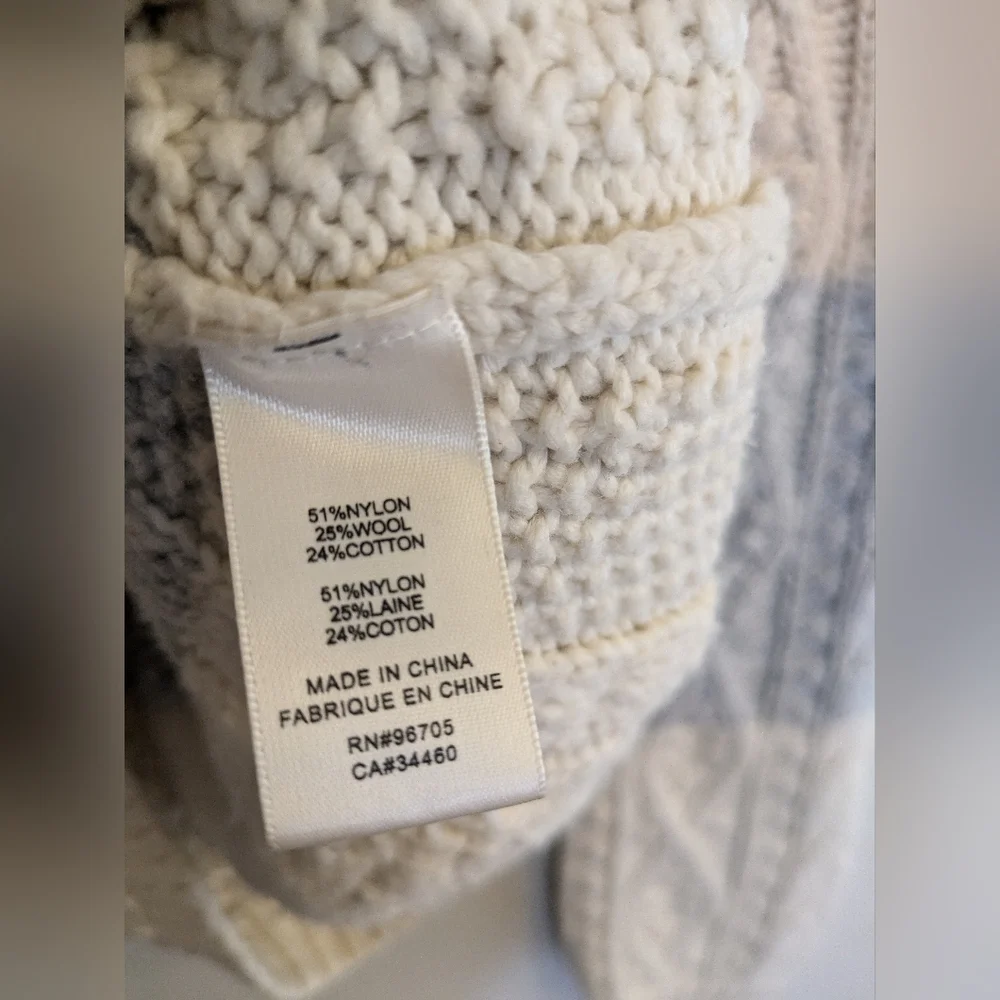 La Vie Revecca Taylor Cable Knit Striped Sweater Size